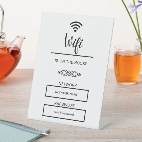 Black and White Wifi Password for Home Pedestal Sign