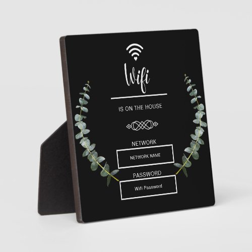 Black and White Wifi Password for Home Plaque