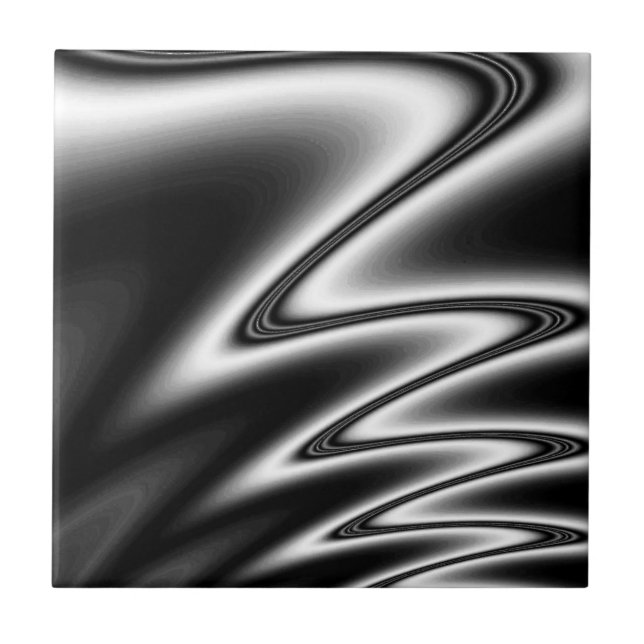 Black and White Wiggle Ceramic Tile (Front)