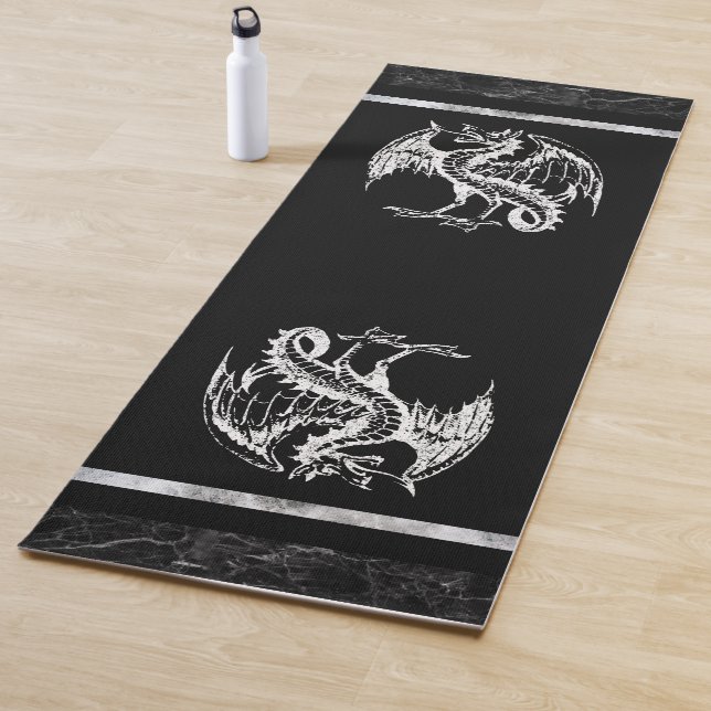 Black and white wild dragon yoga mat (In Situ)