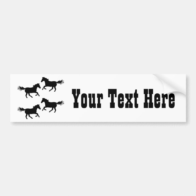 Black and White Wild Horses Bumper Sticker (Front)