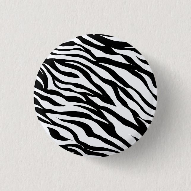 Black and White Wild Zebra Safari Animal Print Button (Front)