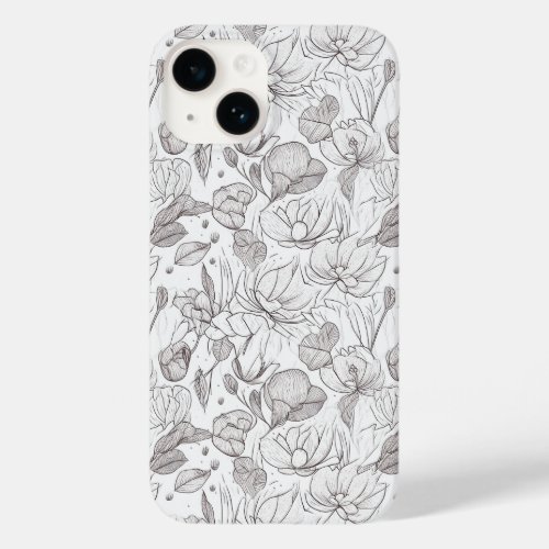 Black and White Wildflower Botanical Lineart Case_Mate iPhone 14 Case