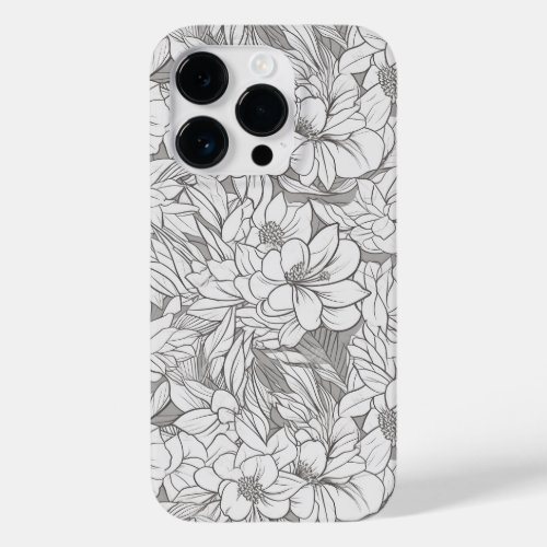 Black and White Wildflower Nature Inspired Lineart Case_Mate iPhone 14 Pro Case