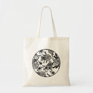 Black and White Wildflower Tote Bag