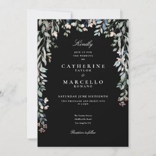 Black And White Wildflowers Floral Wedding Invitation