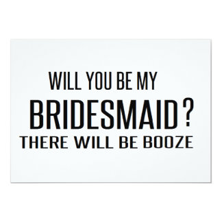 Black and White will you be my bridesmaid funny Card