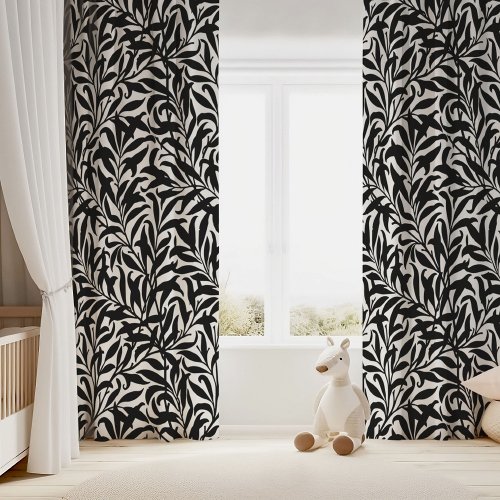 Black and White Willow Bough Blackout Curtains