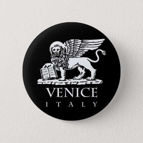 Black and White Winged Lion of Saint Mark Pinback Button