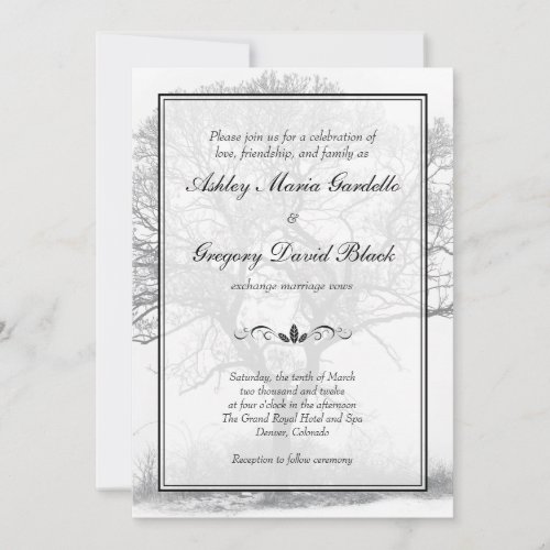 Black and White Winter Tree Wedding Invitation