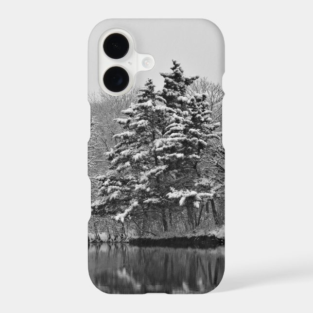 Black and White Winter Wonderland Lake Scene Case-Mate iPhone Case (Back)