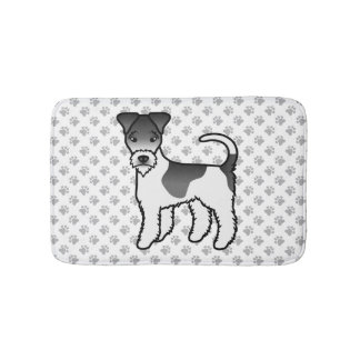 Black And White Wire Fox Terrier Cute Cartoon Dog Bath Mat