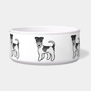 Black And White Wire Fox Terrier Cute Cartoon Dog Bowl