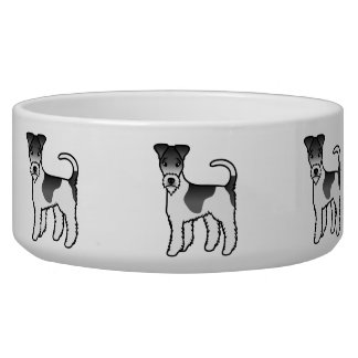 Black And White Wire Fox Terrier Cute Cartoon Dog Bowl