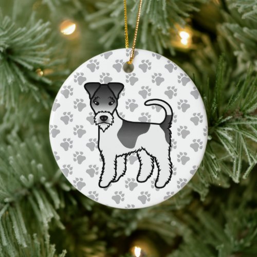 Black And White Wire Fox Terrier Cute Cartoon Dog Ceramic Ornament