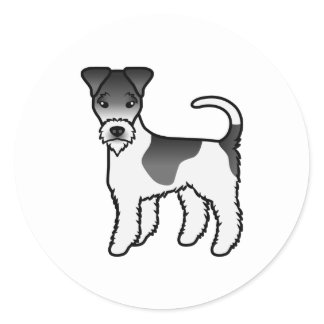 Black And White Wire Fox Terrier Cute Cartoon Dog Classic Round Sticker
