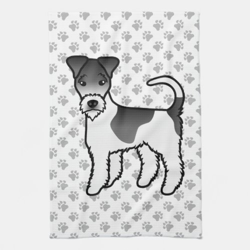 Black And White Wire Fox Terrier Cute Cartoon Dog Kitchen Towel