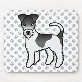 Black And White Wire Fox Terrier Cute Cartoon Dog Mouse Pad