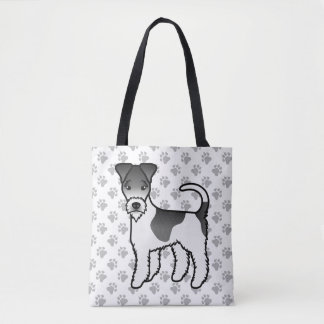 Black And White Wire Fox Terrier Cute Cartoon Dog Tote Bag
