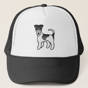 Black And White Wire Fox Terrier Cute Cartoon Dog Trucker Hat