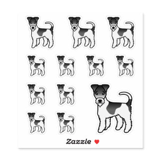Black And White Wire Fox Terrier Cute Cartoon Dogs Sticker