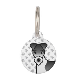 Black And White Wire Fox Terrier Cute Dog Head Pet ID Tag