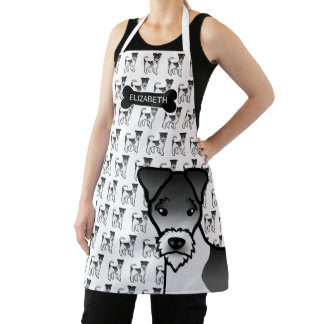 Black And White Wire Fox Terrier Cute Dog &amp; Name Apron