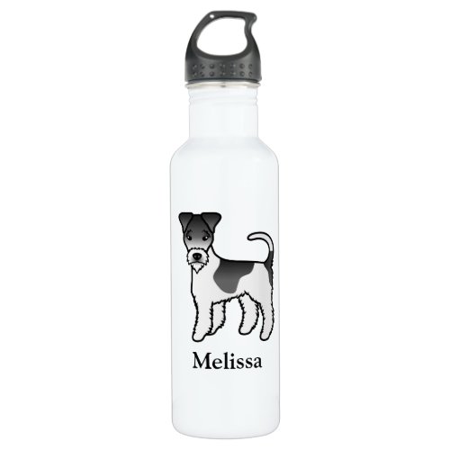 Black And White Wire Fox Terrier Cute Dog  Name Stainless Steel Water Bottle