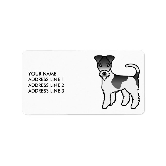 Black And White Wire Fox Terrier Cute Dog & Text Label (Front)