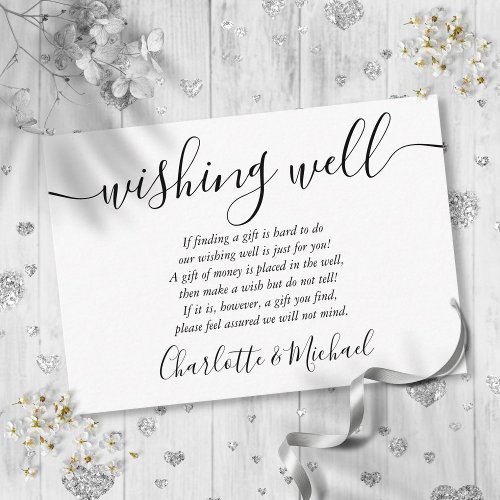 Black And White Wishing Well Wedding Enclosure Card