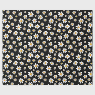 black and white with flowers wrapping paper