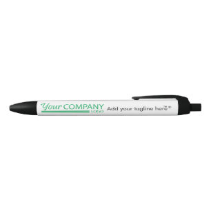 Black and White with Green Logo Promotional Pen