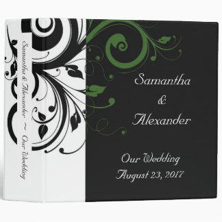 Black and White with Green Swirl Accent Binder