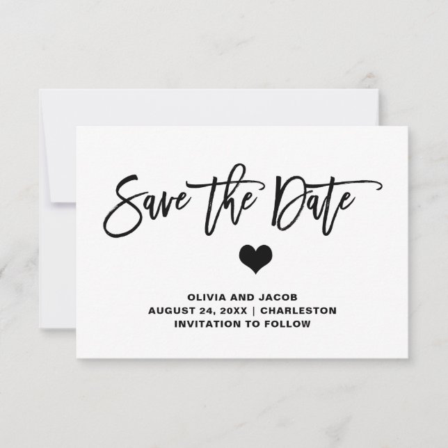 Black and White with Heart | Photo Back Save The Date (Front)