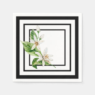 Black and white with lemon blossom napkins