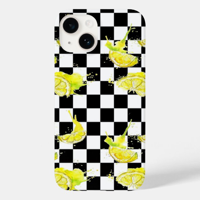 Black and White with Lemons Case-Mate iPhone Case (Back)