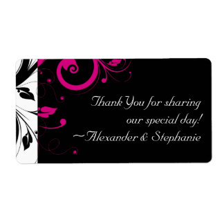 Black and White with Magenta Swirl Accent Label