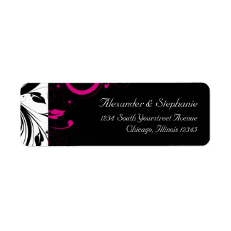 Black and White with Magenta Swirl Accent Label
