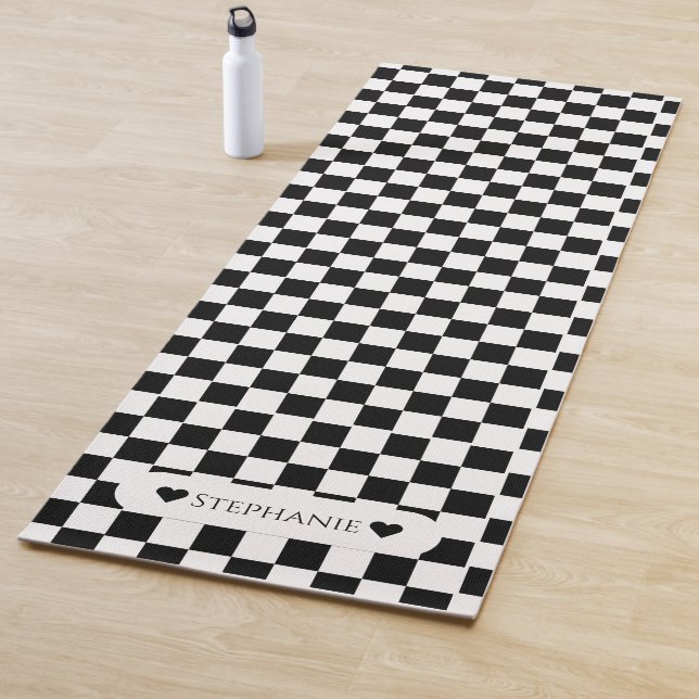 Black and White with Name Yoga Mat (In Situ)