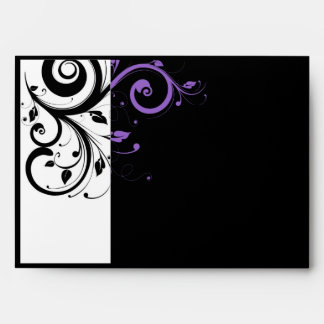 Black and White with Purple Swirl Accent Envelope