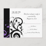 Black and White with Purple Swirl Accent Invitation Postcard