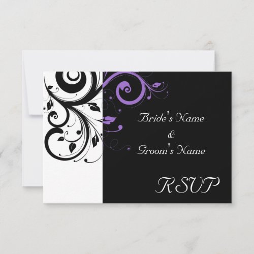 Black and White with Purple Swirl Accent Custom Announcement