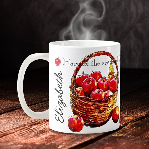 Black and White with Red Apples Inspirational Mug