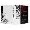 Black and White with Red Reverse Swirl