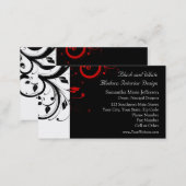 Black and White with Red Reverse Swirl Business Card (Front/Back)