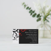 Black and White with Red Reverse Swirl Business Card (Standing Front)