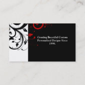 Black and White with Red Reverse Swirl Business Card (Back)
