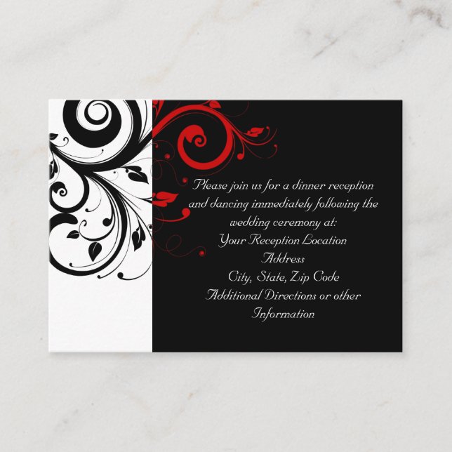 Black and White with Red Reverse Swirl Enclosure Card (Front)