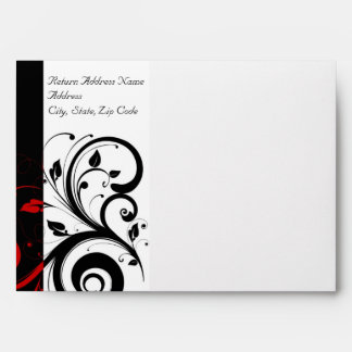 Black and White with Red Reverse Swirl Envelope