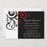 Black and White with Red Reverse Swirl Invitation